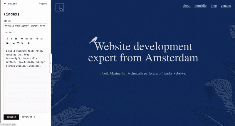 Instant publishing demo