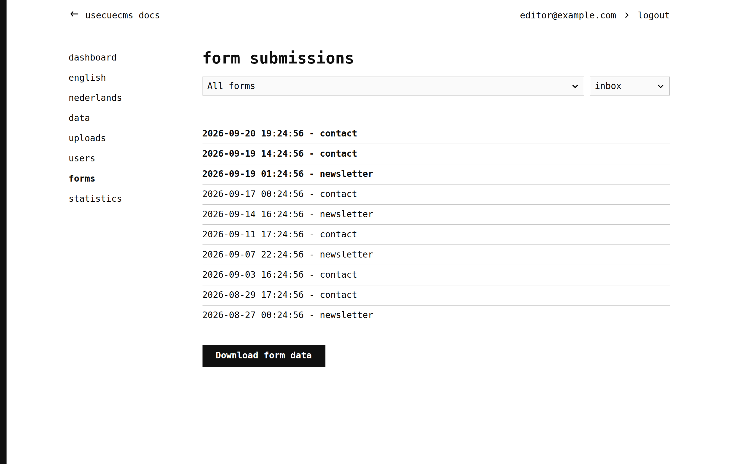 Form submissions