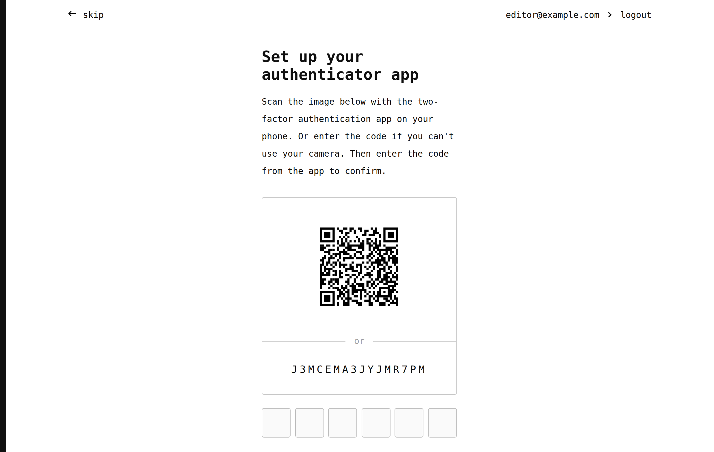 Setting up an authenticator app